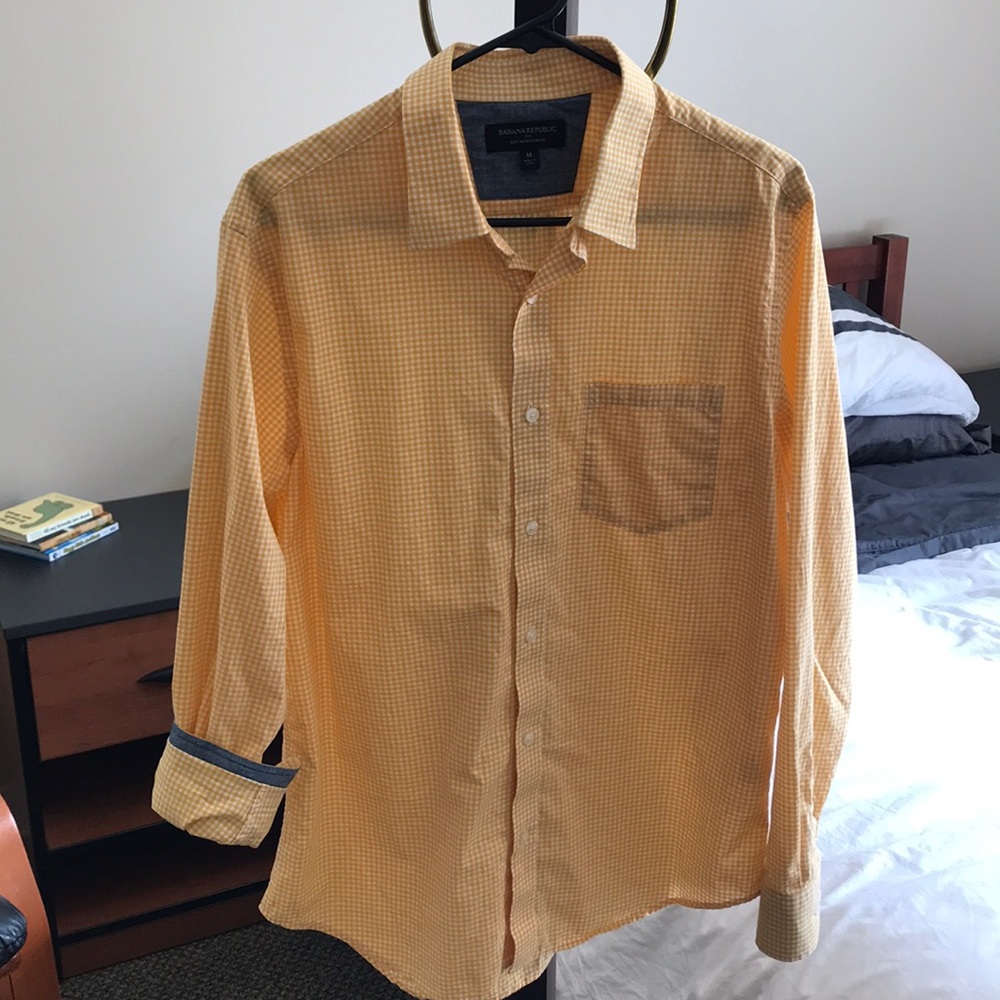 Yellow Checkered Banana Republic Button Down